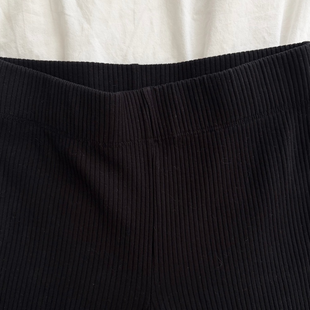 Good American Ribbed Flare Pants High Rise Black Pull On Size 2 - Picture 7 of 8